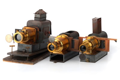 Lot 954 - Collection of 3 Tinplate Magic Lanterns