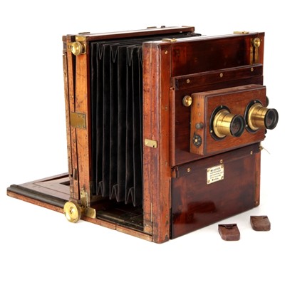 Lot 195 - A Meagher Whole Plate Mahogany Stereo Tailboard Camera