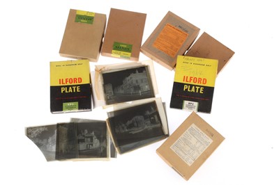 Lot 586 - Box of glass plate negatives, mainly half...