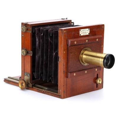 Lot 197 - A J. Robinson & Sons 5x5" Mahogany Tailboard Camera