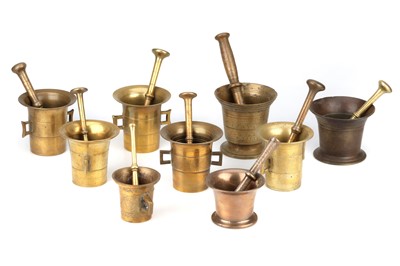 Lot 776 - A Collection of 9 Victorian & Later Brass Mortar & Pestles