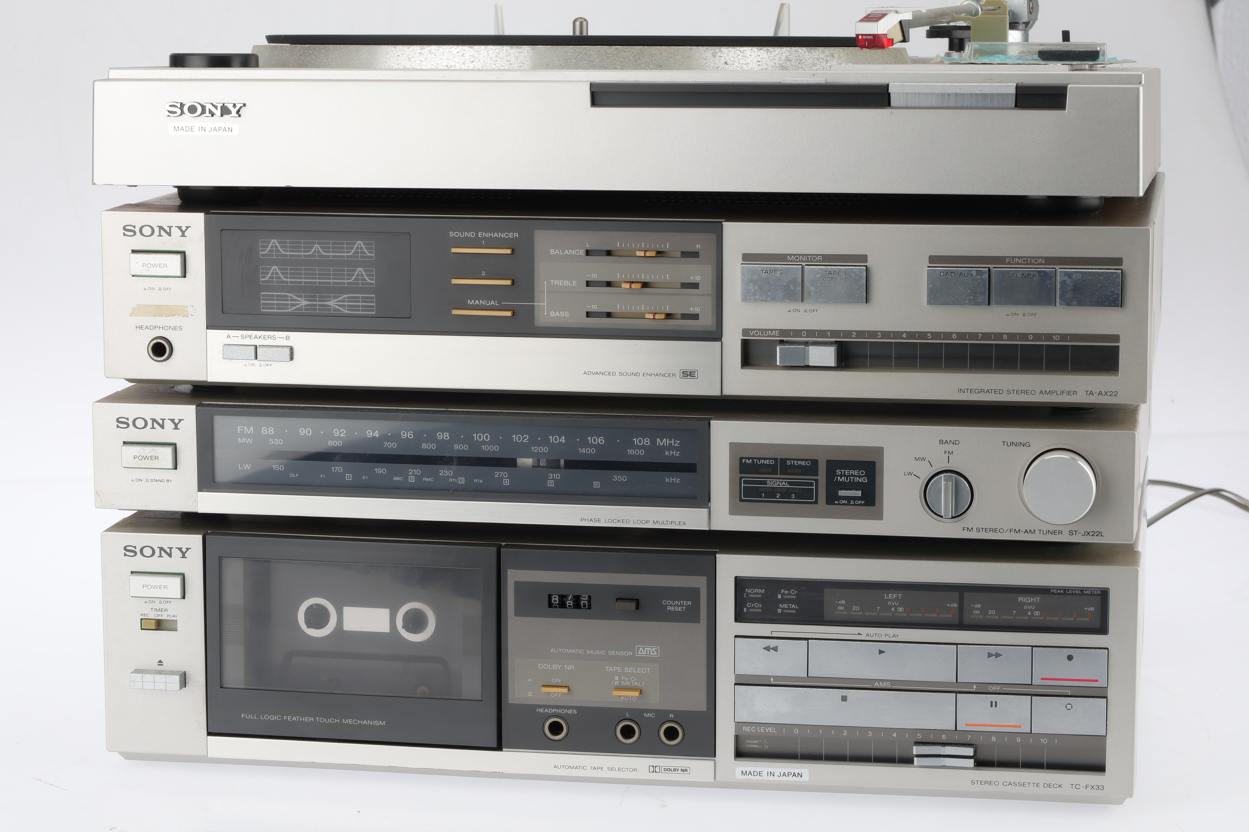 Lot 386 - A Sony HiFi Stack - TA-AX22, ST-JX22L,
