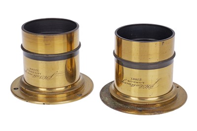 Lot 302 - A Pair of J. H. Dallmeyer Stereo Rotary Waterhouse Stop Brass Lenses