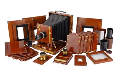 Lot 297 - A Comprehensive Gandolfi Half-Plate Mahogany and Brass Camera Outfit