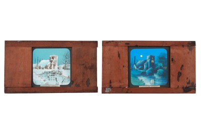 Lot 508 - Magic Lantern Slides, Village church winter and night