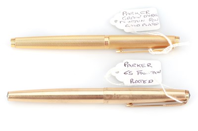 Lot 484 - A Pair of Gold Plated Parker Fountain Pens