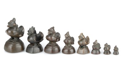 Lot 695 - Bronze 'Opium' Weights in the Form of Stylised Chickens