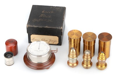 Lot 254 - Collection of Carl Zeiss Objectives & A Cover Glass Gauge
