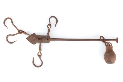 Lot 714 - Steelyard Rod with Weight and Hooks