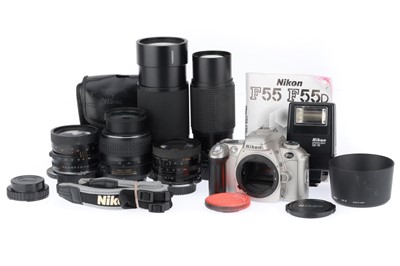 Lot 300 - A Nikon F55 SLR Camera Outfit