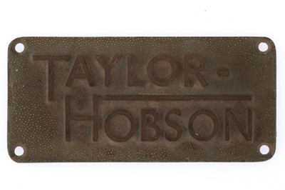 Lot 426 - A Taylor-Hobson Brass Nameplate