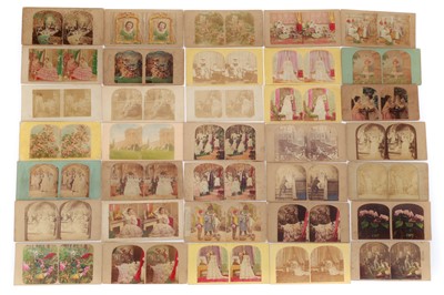 Lot 490 - Large Collection of Early Flat Card Mounted Stereo Views