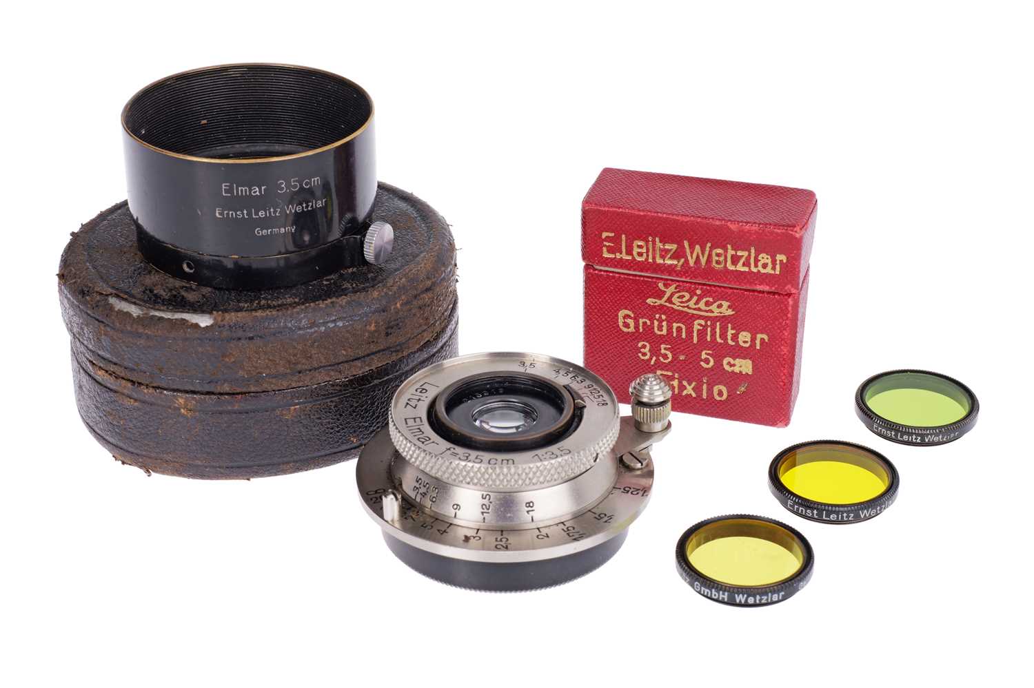Lot 23 - Leica Nickel Elmar 35mm f/3.5 Wide Angle Lens Outfit
