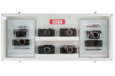 Lot 3 - A Presentation Display Cabinet with Russian and Leica Cameras