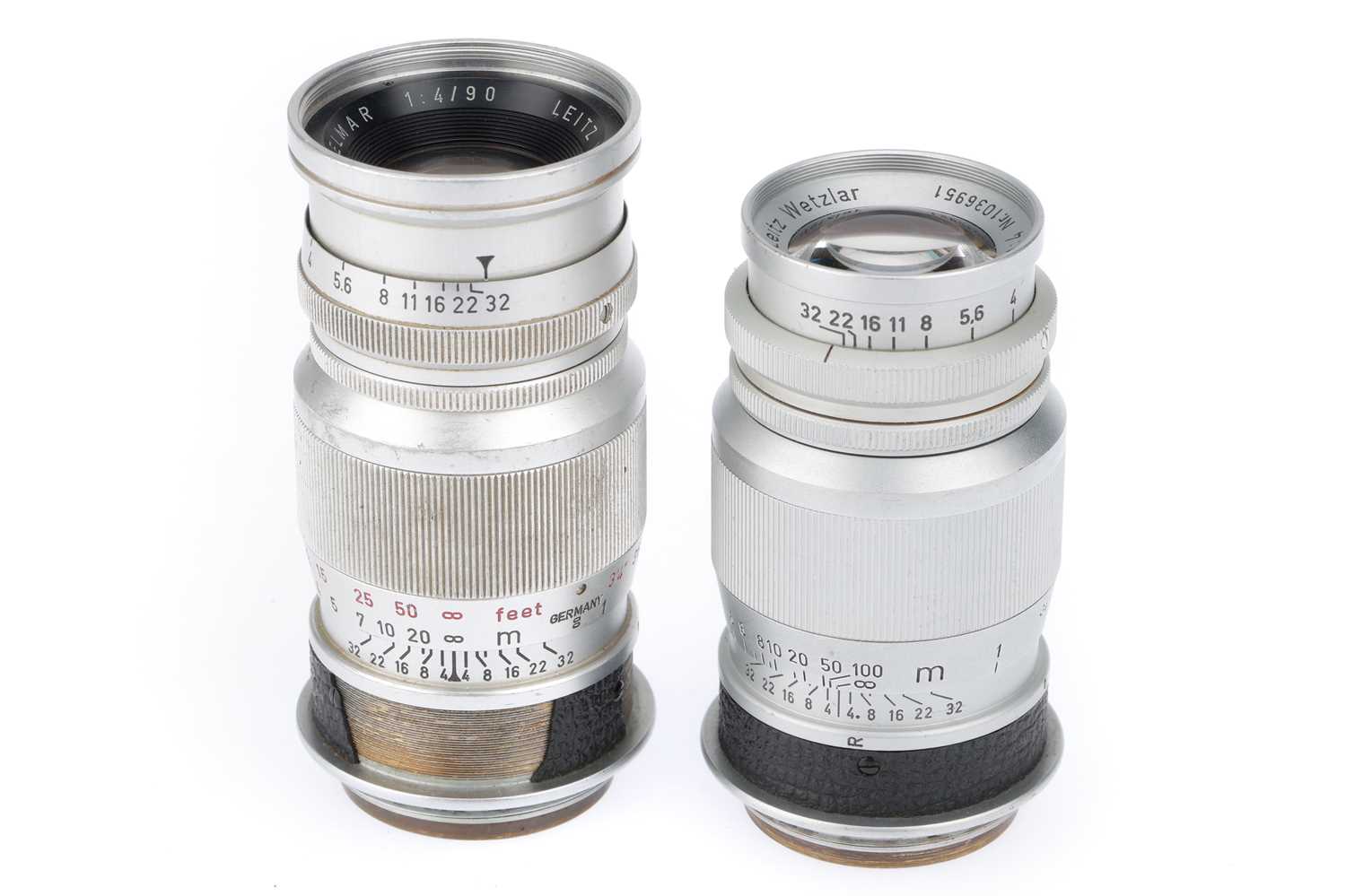 Lot 25 - A Pair of Leitz Wetzlar Elmar f/4 90mm Lenses