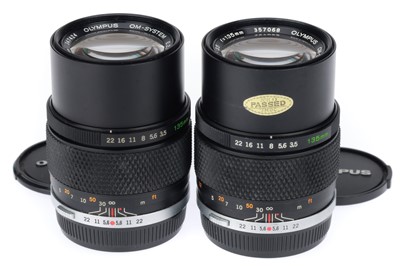 Lot 438 - A Pair of Olympus Zuiko Auto-T f/3.5 135mm Lenses