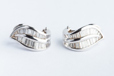 Lot 2 - A Pair of 14ct Yellow Gold Rhodium Plate Diamond Earrings