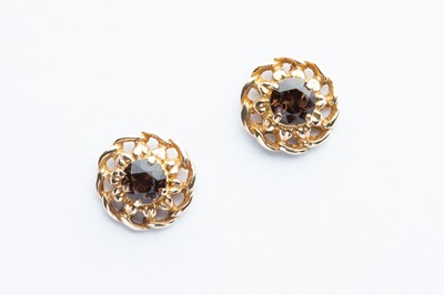 Lot 6 - A Pair of 9ct Yellow Gold Smokey Quartz Earrings
