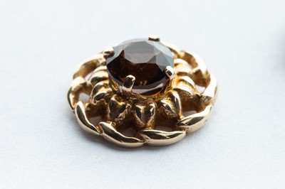 Lot 6 - A Pair of 9ct Yellow Gold Smokey Quartz Earrings