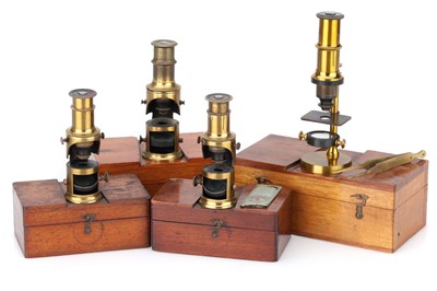 Lot 194 - Collection of French Box Mounted Microscopes