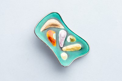 Lot 35 - A Norwegian Oystein Balle Sterling Silver & Enamel Abstract Brooch