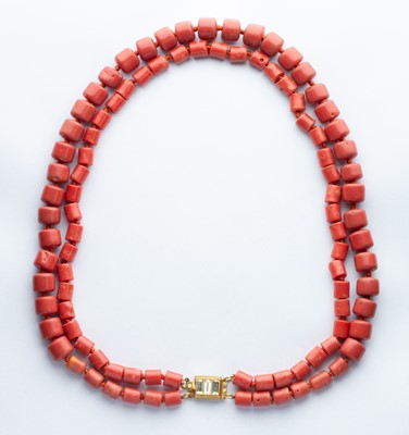 Lot 38 - A Double Row Red Coral Necklace