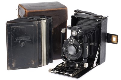 Lot 337 - A Voigtlander Avus 9x12 Vertical Folding Plate Camera