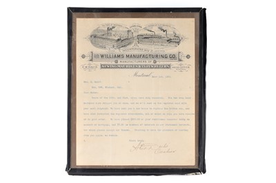 Lot 933 - Original Framed Letter From William Manufacturing Company