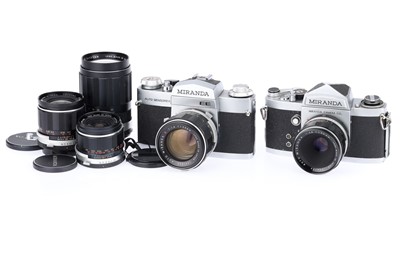 Lot 134 - A Pair of Miranda 35mm SLR Cameras and Lens Selection