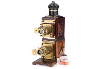 Lot 444 - @ A Brass & Mahogany Magic Lantern