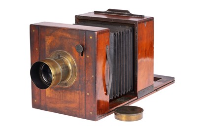 Lot 477 - An Early Wet Plate 7x7" Mahogany & Brass Camera