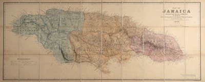 Lot 362 - 19th Century Linen Backed Map of Jamaica