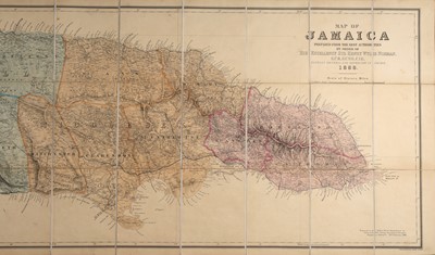 Lot 362 - 19th Century Linen Backed Map of Jamaica,