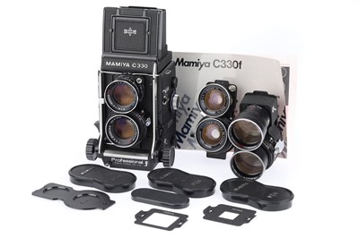 Lot 343 - A Mamiya C330F Professional Medium format TLR Camera Outfit