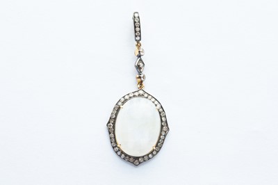Lot 86 - A Silver Gilt Moonstone & Diamond Pendant