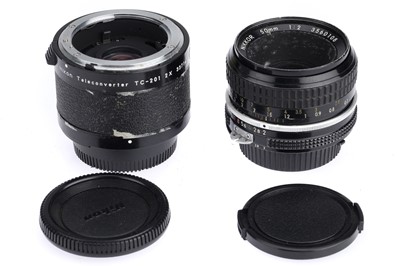 Lot 623 - A Nikon Nikkor f/2 50mm Lens and Teleconverter