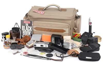 Lot 763 - A Camera Bag with Mixed Photographica
