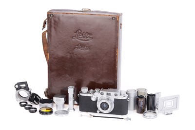 Lot 22 - A Leica IIIc 'Sharkskin' Rangefinder Camera Outfit