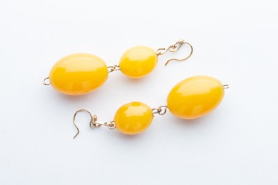 Lot 119 - A Pair of Amber Earrings