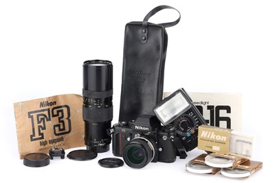 Lot 104 - A Nikon F3 HP 35mm SLR Camera Outfit