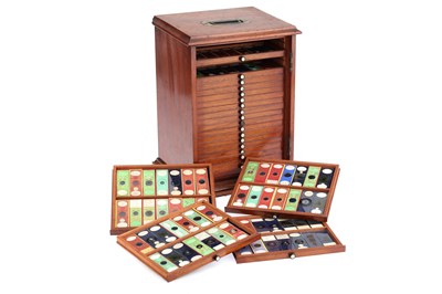 Lot 225 - Collection of Victorian Microscope Slides in a cabinet