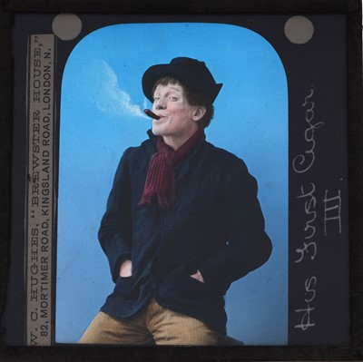 Lot 876 - Superb Hand Tinted Magic Lantern Set, His First Cigar