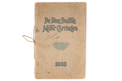Lot 1003 - Book - De Dion Bouton Motor Carriage Catalogue, 1908