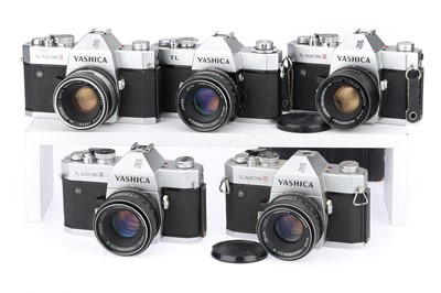 Lot 97 - Five Yashica TL Series 35mm SLR Cameras, One with Naval Fleet Air Arm Interest