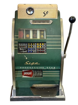 Lot 694 - Sega Progressive Star coin-operated one-arm bandit slot machine.