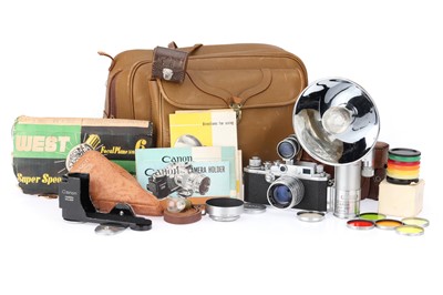 Lot 317 - A Canon IVSb 35mm Rangefinder Camera Outfit