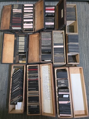 Lot 671 - ꩜ Large Collection of Magic Lantern Slides in 11 Wooden Boxes