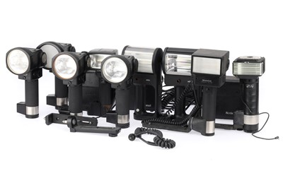 Lot 407 - ꩜ A Selection of Large Contax, National, & Braun Flash Guns & Power-Packs