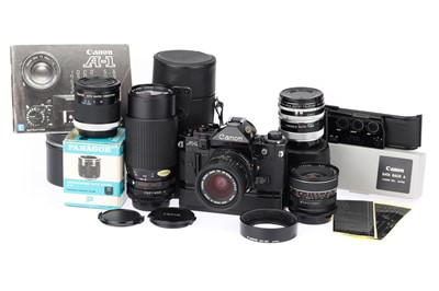 Lot 195 - A Canon A-1 35mm SLR Camera Outfit