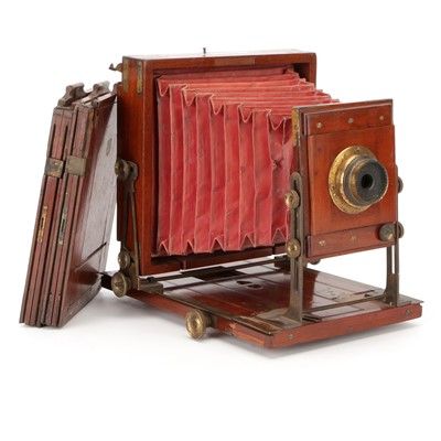 Lot 341 - A J. Lancaster & Son Special Instantograph Patent Half Plate Hybrid Mahogany Tailboard Camera